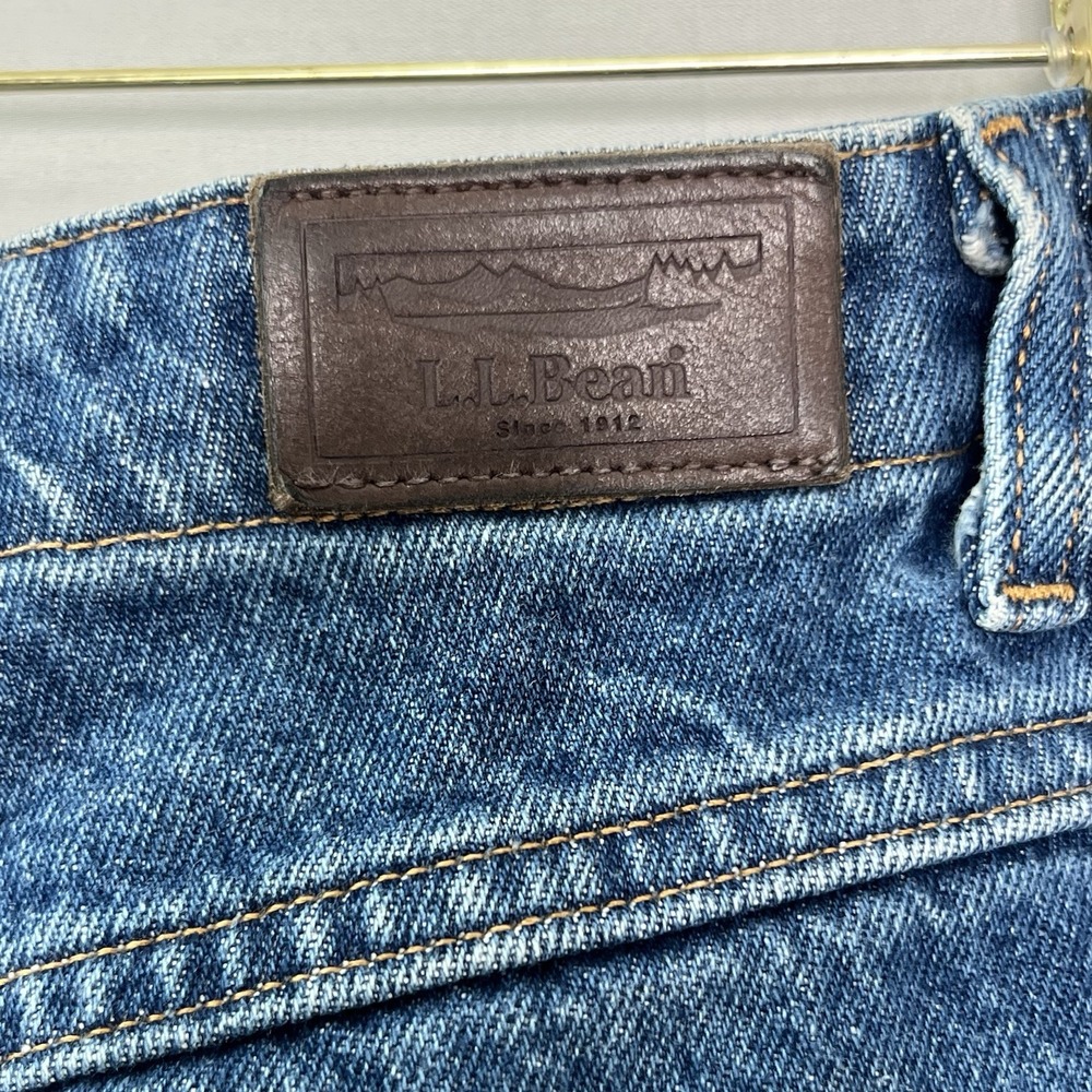 Vintage LL Bean Traveler Jeans Womens Petite 16 Blue Denim Comfort Waist Tapered - Picture 7 of 12